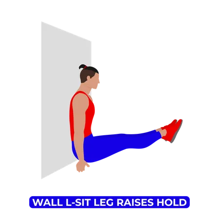 Man Doing Wall L-Sit Leg Raise Hold Exercise  イラスト