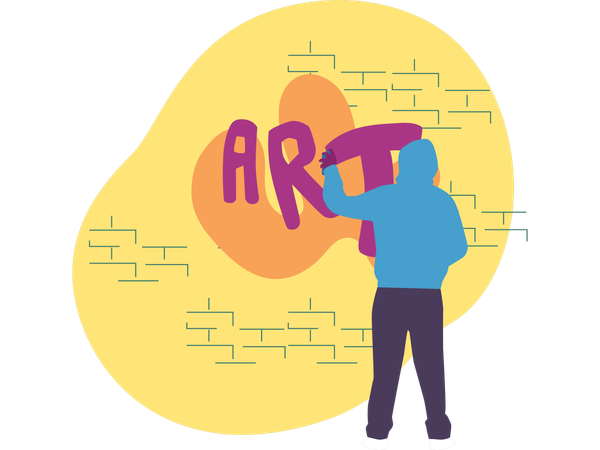 Man doing wall painting  Illustration