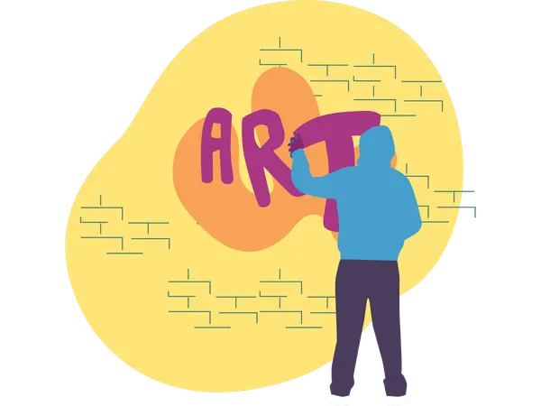Man doing wall painting  Illustration