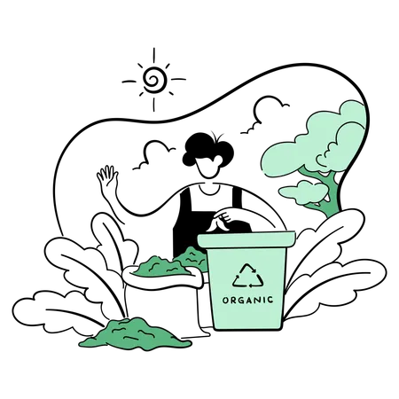 Man doing waste composting  Illustration