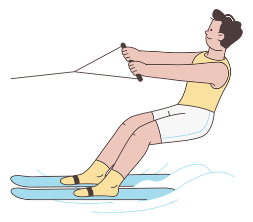 水上スキーをする男性  イラスト