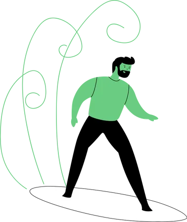 Man doing water surfing  イラスト