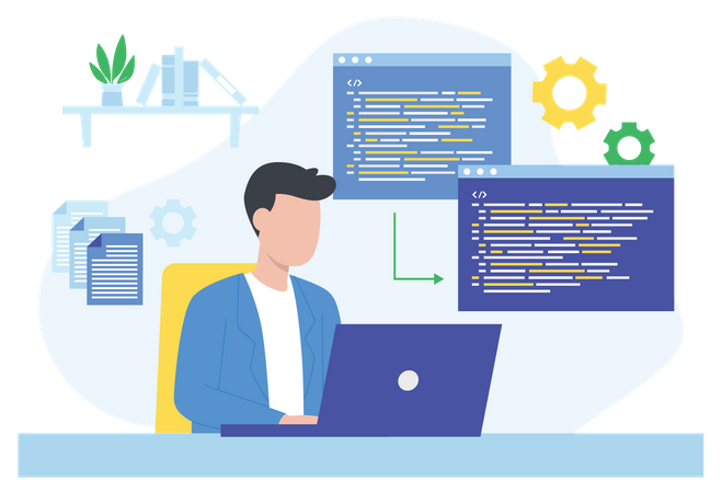 Man doing Web Coding  Illustration