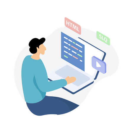 Man doing web development  Illustration