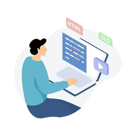 Man doing web development  Illustration
