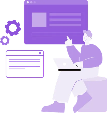 Man doing Web Development Research  Illustration