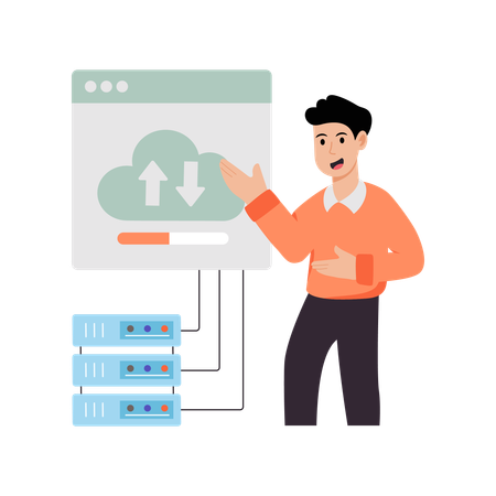 Man doing web hosting  Illustration