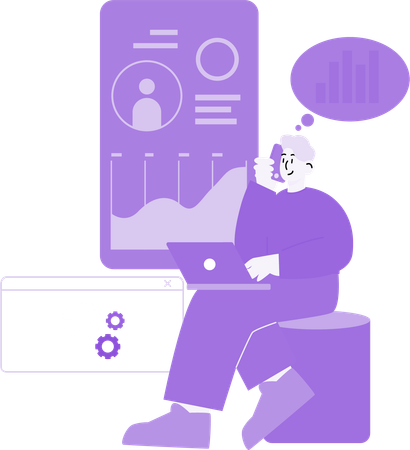 Man doing Web Profile Analyzing  Illustration