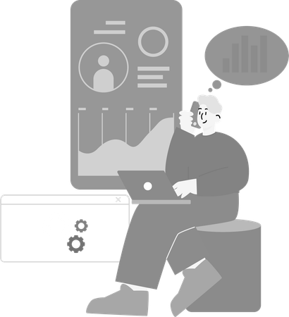 Man doing Web Profile Analyzing  Illustration