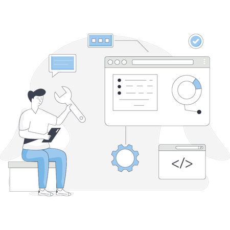 Man  doing web repair  Illustration