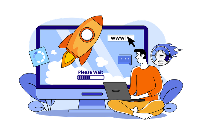 Man Doing Web Startup  Illustration