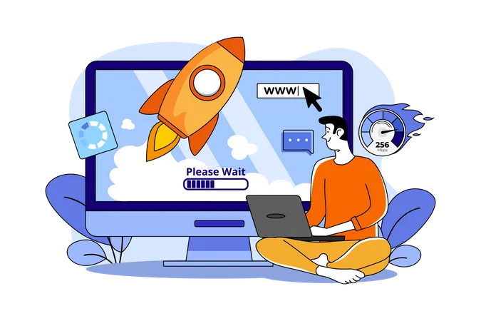 Man Doing Web Startup  Illustration