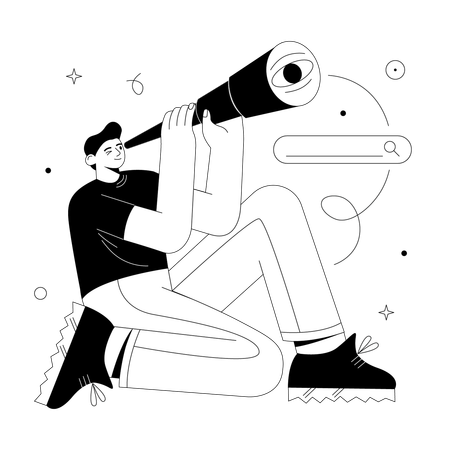 Man doing web surfing  Illustration