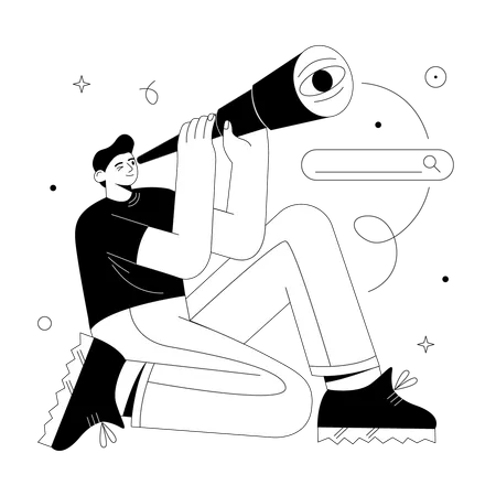 Man doing web surfing  Illustration