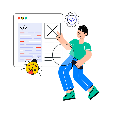 Man doing Web Testing  Illustration