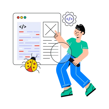 Man doing Web Testing  Illustration