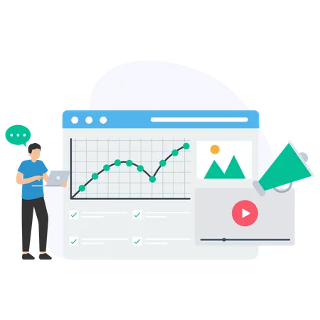 Man doing Website analysis  Illustration