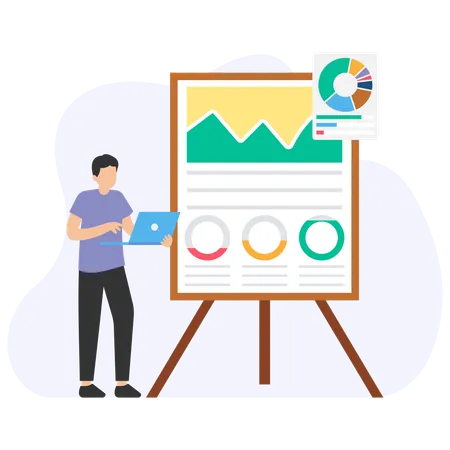 Man Doing Website Analysis  Illustration