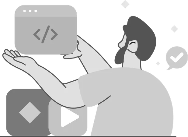 Man doing Website Coding  Illustration