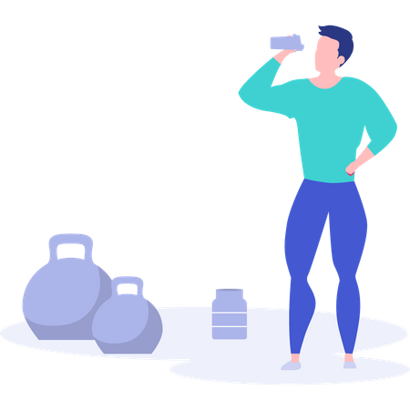 Man doing weight lifting at gym  Illustration