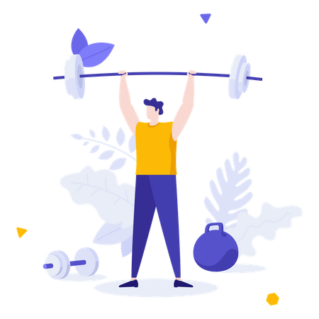 Man doing weight lifting exercise  Illustration