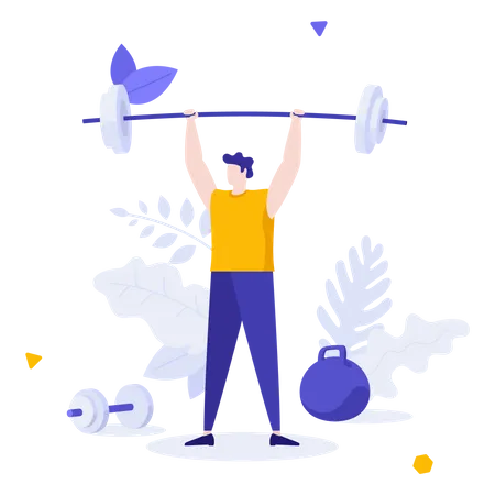 Man doing weight lifting exercise  Illustration