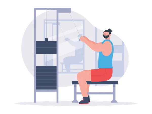 Man doing weight training  Illustration