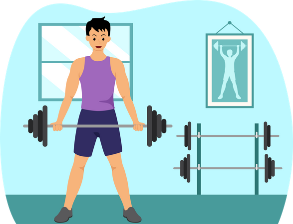 Man doing Weight Training  Illustration