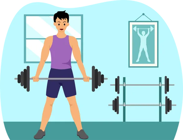 Man doing Weight Training  Illustration