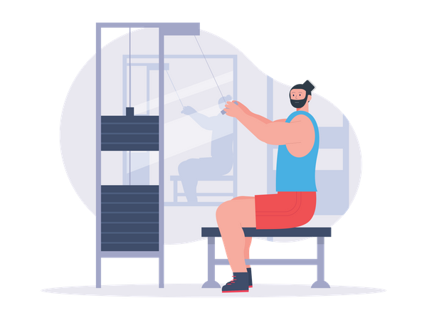 Man doing weight training  Illustration