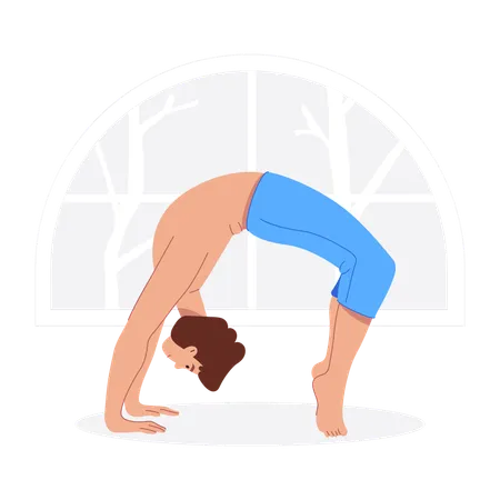 Man Doing Wheel Pose  Illustration