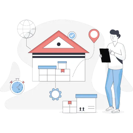 Man doing whouse management  Illustration
