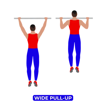 Man Doing Wide Pull Up Exercise  Illustration