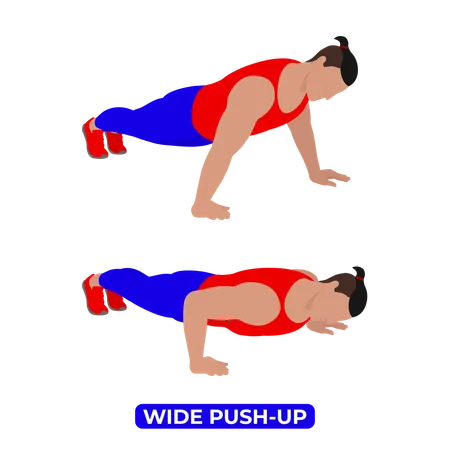 Man Doing Wide Push Up Exercise  Illustration