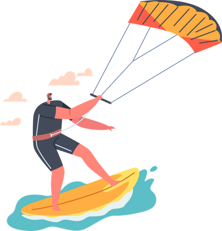 Man doing Windsurfing during summer  Illustration