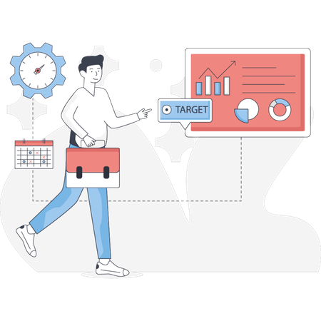 Man Doing Work And Getting Progress  Illustration