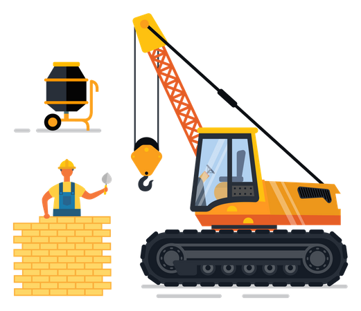 Man doing work at construction site  Illustration