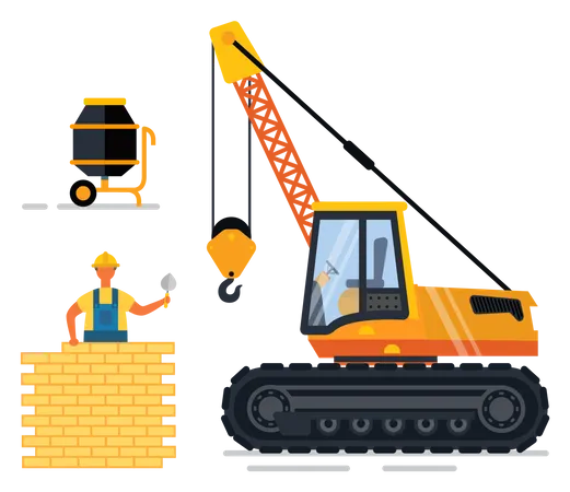 Man doing work at construction site  Illustration