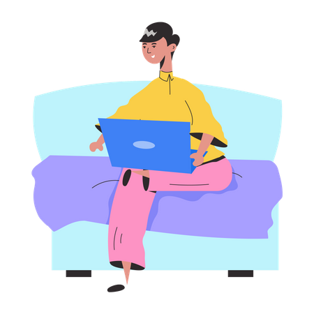 Man doing Work from Home  Illustration