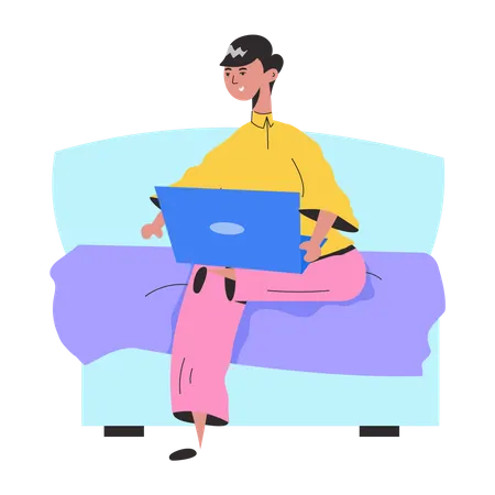 Man doing Work from Home  Illustration