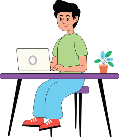 Man doing work from home  Illustration