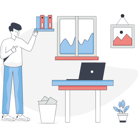 Man doing work in home  Illustration