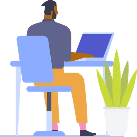 Man doing work on laptop  Illustration