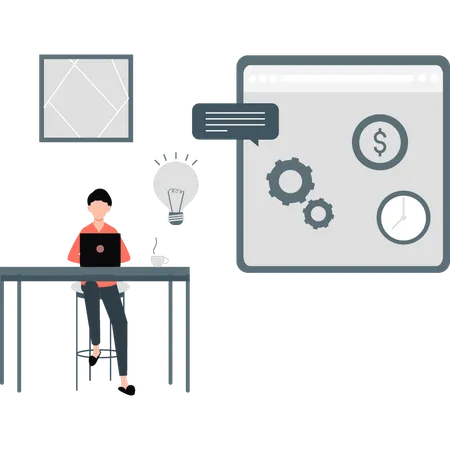 Man doing work with different business tools  Illustration