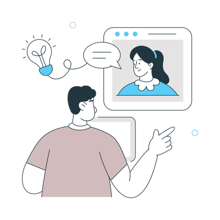 Man doing working his Work Remotely  Illustration