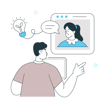 Man doing working his Work Remotely  Illustration