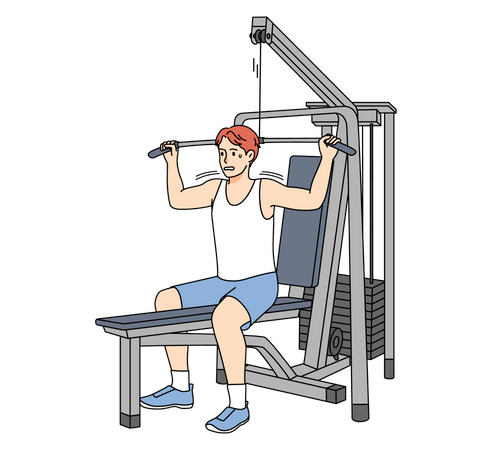 Man doing workout at gym  Illustration