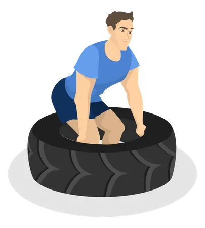Man doing workout. Fitness and bodybuilding exercise Illustration