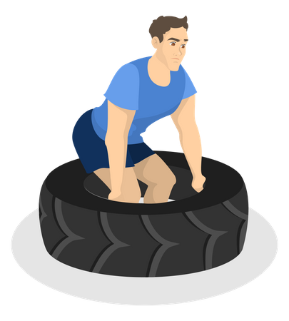 Man doing workout. Fitness and bodybuilding exercise  Illustration