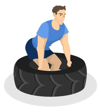 Man doing workout. Fitness and bodybuilding exercise  Illustration